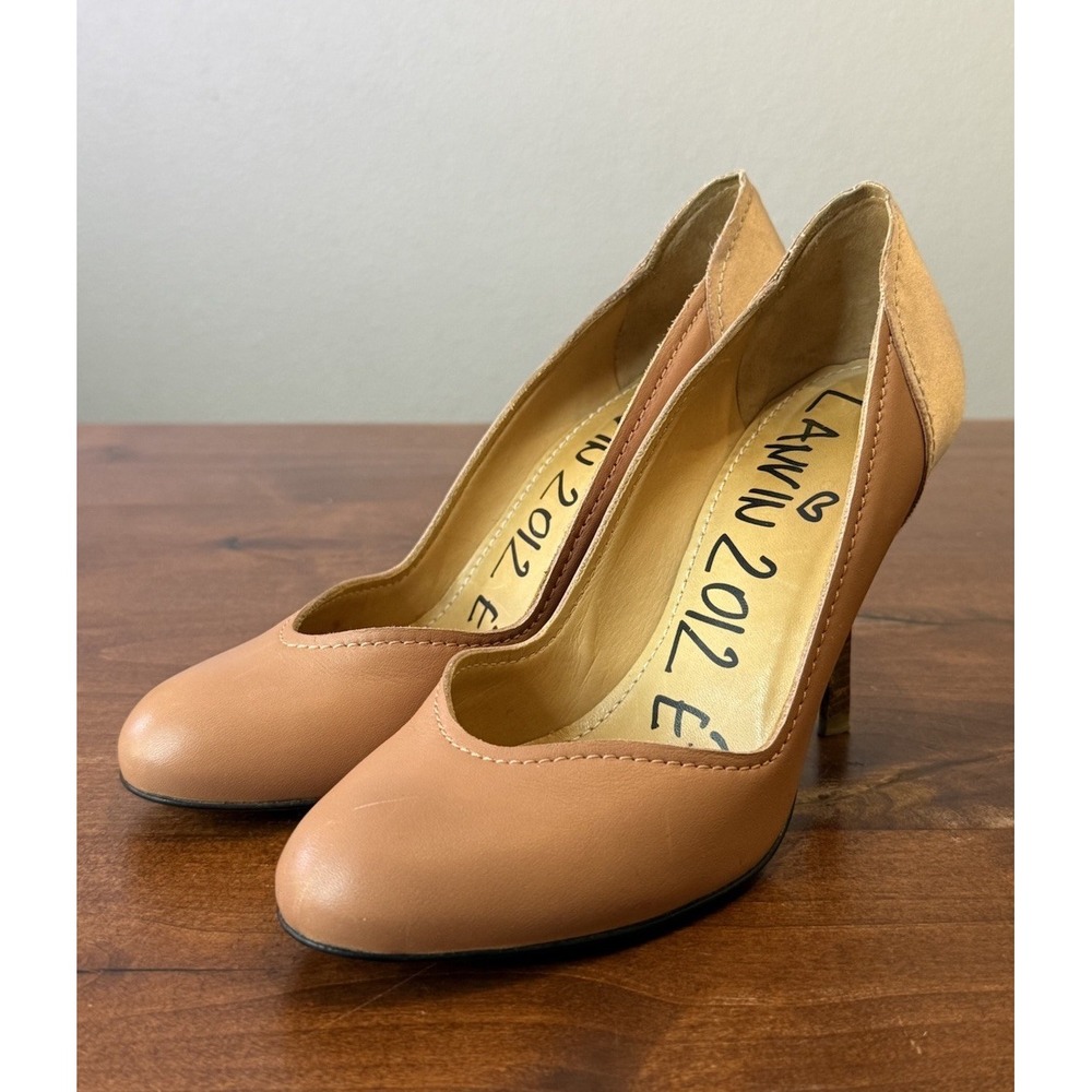 Lanvin Peach & Nude Italian Leather Stiletto Pumps 2012 Ete Collection Size 40